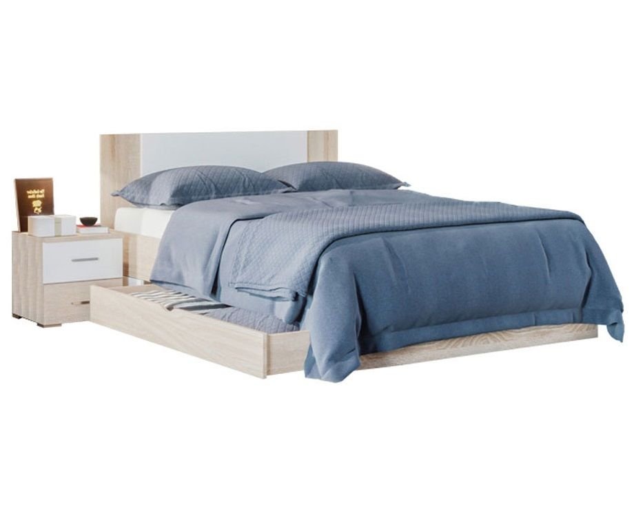 Кровать «Лилея новая» (без матраса), Дуб Сонома + Белый