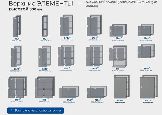 Кухня «Mirror Gloss» (Посекционно)